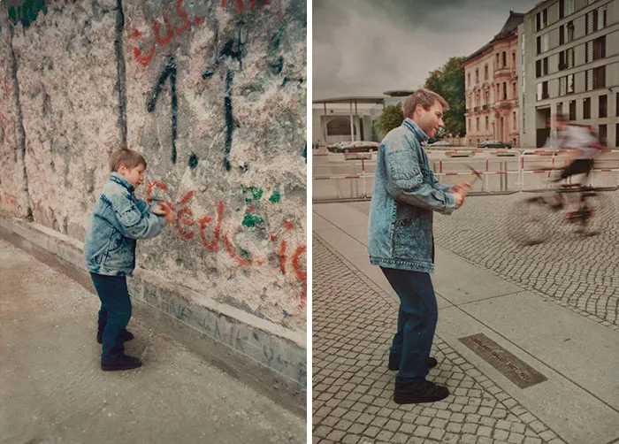 Creative childhood recreation photo before after 10
