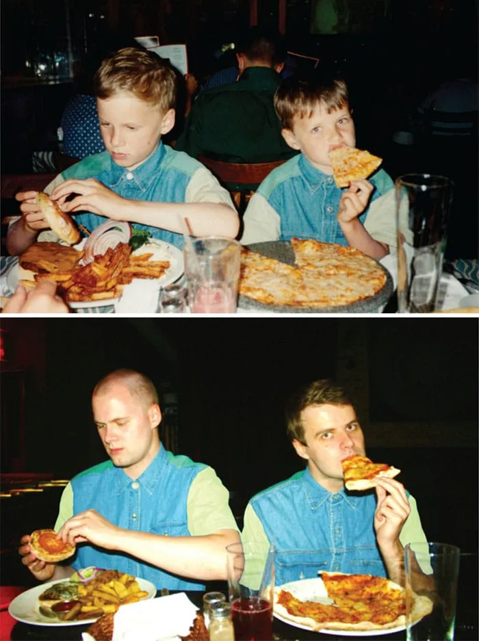 Creative childhood recreation photo before after 20