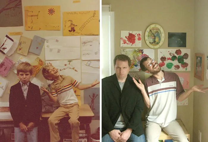 Creative childhood recreation photo before after 9