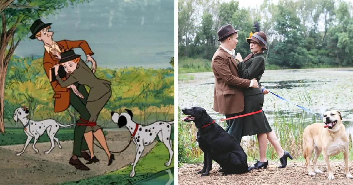 Un couple reproduit le début des « 101 Dalmatiens » pour leurs photos de fiançailles.